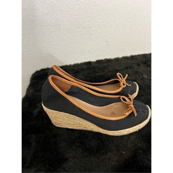 Coach Ireena Signature Canvas Espadrille Wedge Heel Black 7