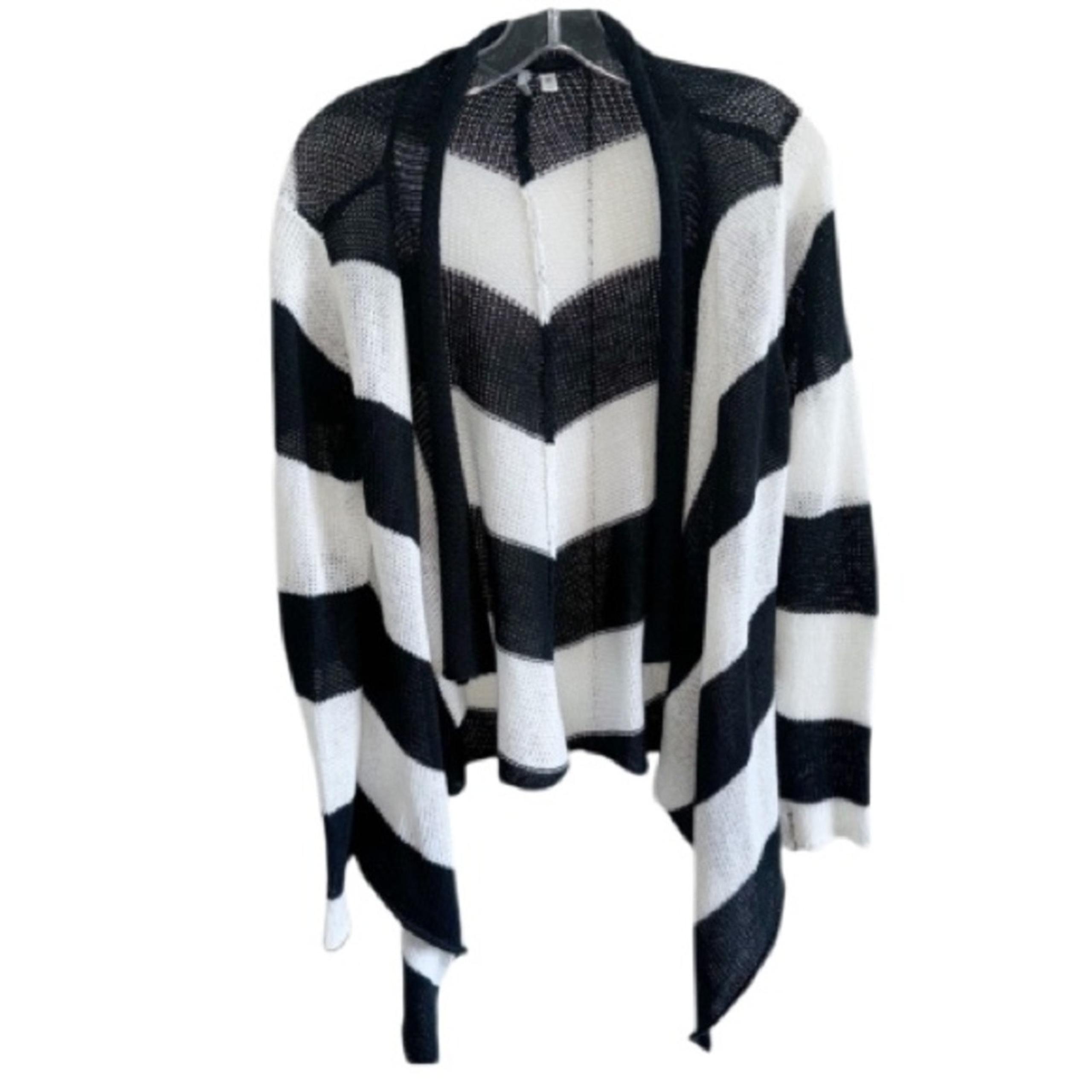 Rip Curl Cardigan Black/White Wide Stripe Open Front Sz Small/8