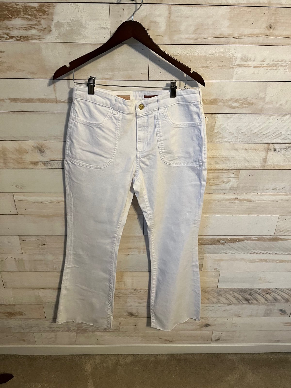 NWT Anthropologie white flare jeans size 30