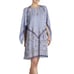 BCBG Bardot Printed Long Sleeve Dress S Blue Floral Lined Keyhole Pullover