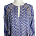 BCBG Bardot Printed Long Sleeve Dress S Blue Floral Lined Keyhole Pullover