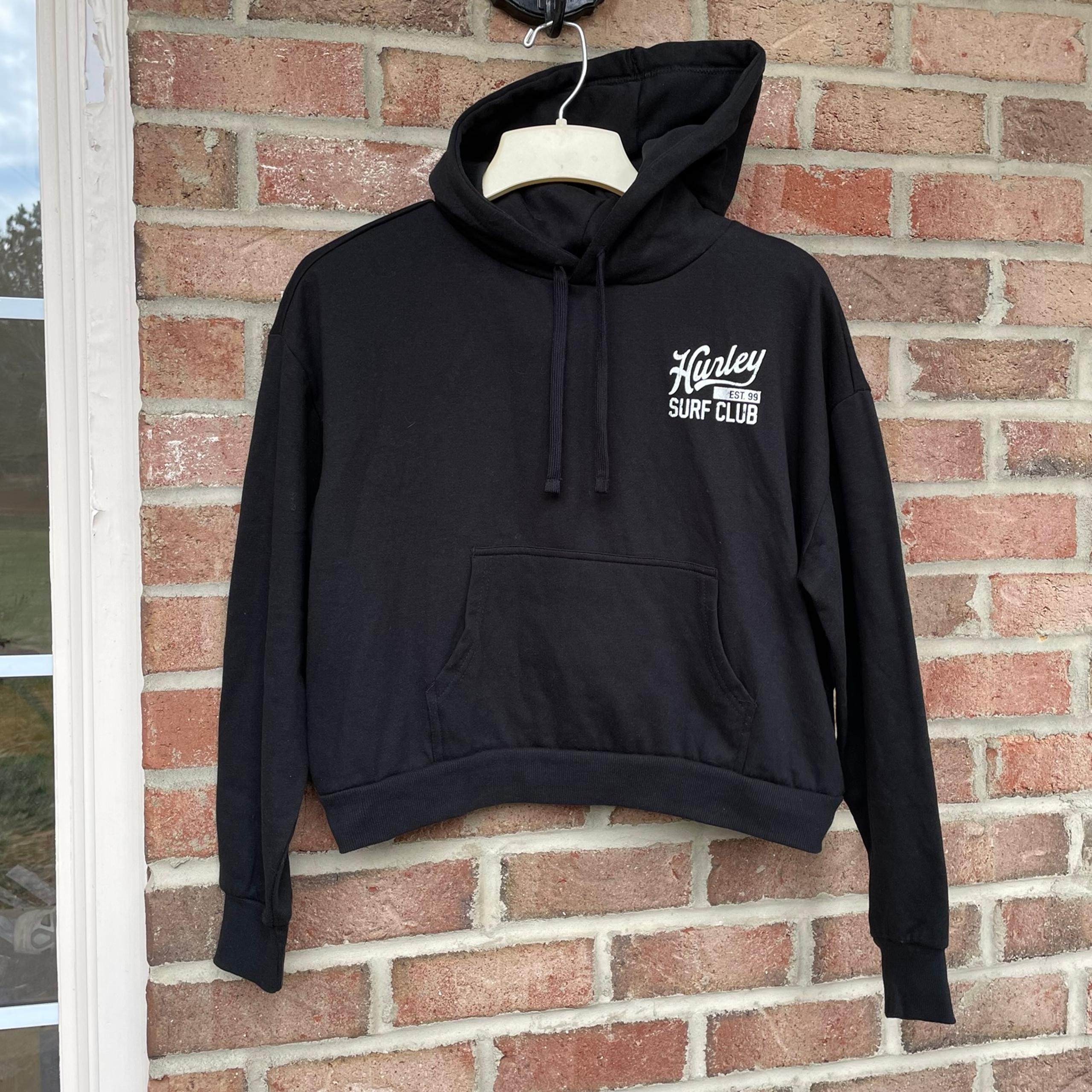 Hurley Surf Club black white logo hoodie sweatshirt Women Medium NWT
