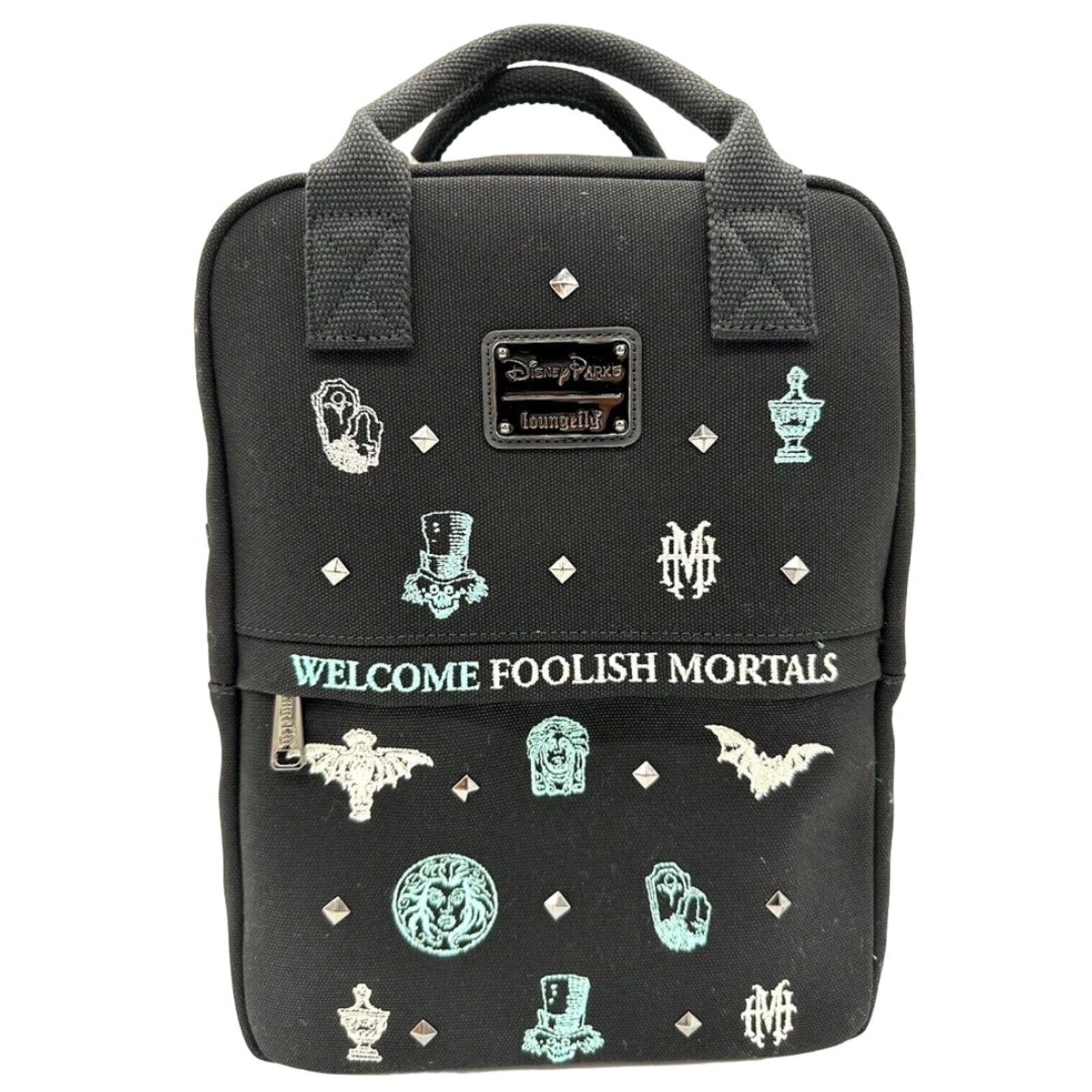 2024 Disney Parks Loungefly Haunted Mansion Canvas Backpack Leota Hatbox Ghost