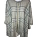 Grey Plaid Suede Trim Wool Blend Poncho Lauren Ralph Lauren S/M