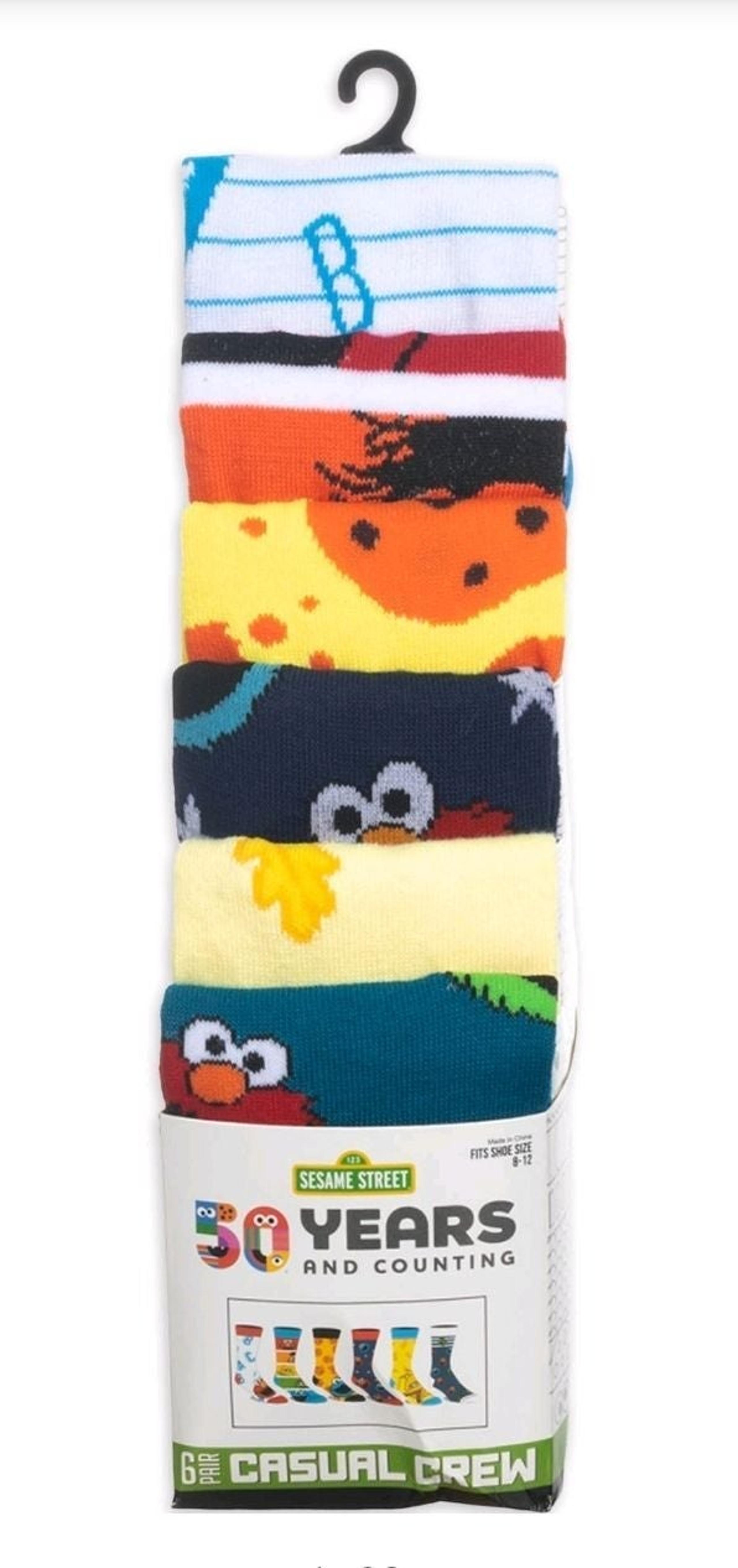 Sesame Street Mens Crew Socks Sz. 8 - 12