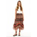Love the Label Mia Side Zip Tiered Lined Midi Skirt Black Boho Large Large NEW