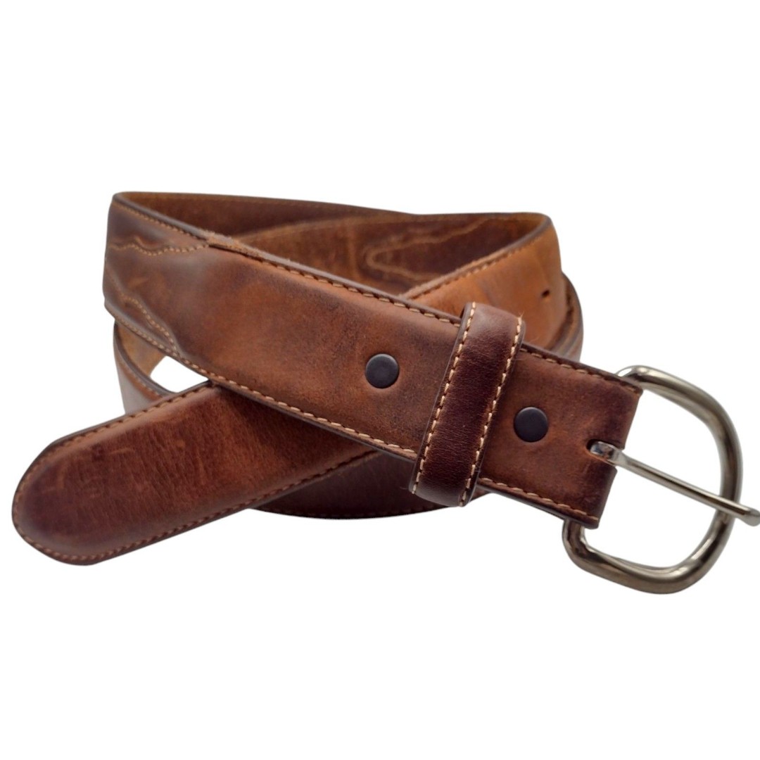 Vintage Silver Creek Brown Leather Belt Men's Size 40 Western Thick Distressed