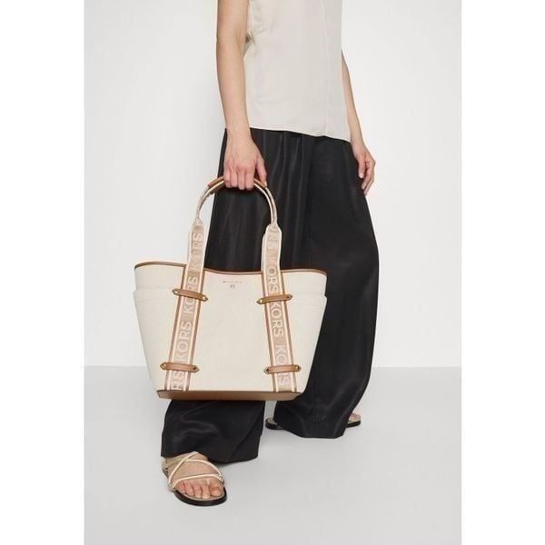 RARE NWT Michael Kors Maeve Large Open Tote Canvas Double Handles Handbag Cream