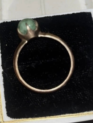 Vintage CLARK & COOMBS 10k Gold Fill Nephrite Jade Sphere Ring SIZE 7.5 ANTIQUE