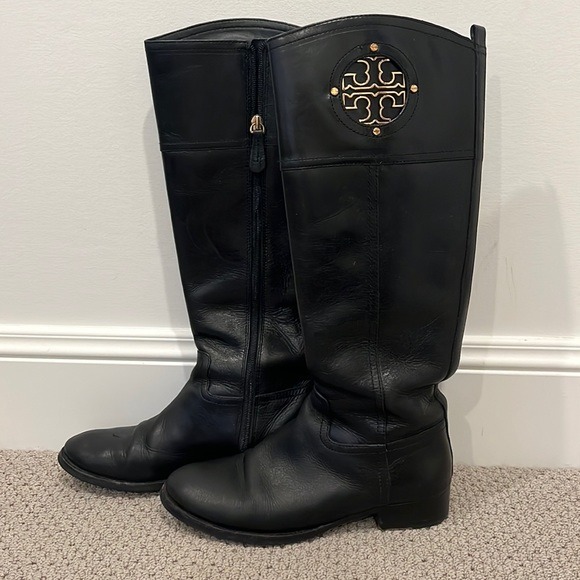 Tory Burch Black Leather Riding Boots