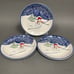 Thomson Pottery Dinner Plates Snowman Blue White 10 Snow Lot of 3