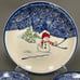 Thomson Pottery Dinner Plates Snowman Blue White 10 Snow Lot of 3