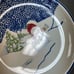 Thomson Pottery Dinner Plates Snowman Blue White 10 Snow Lot of 3