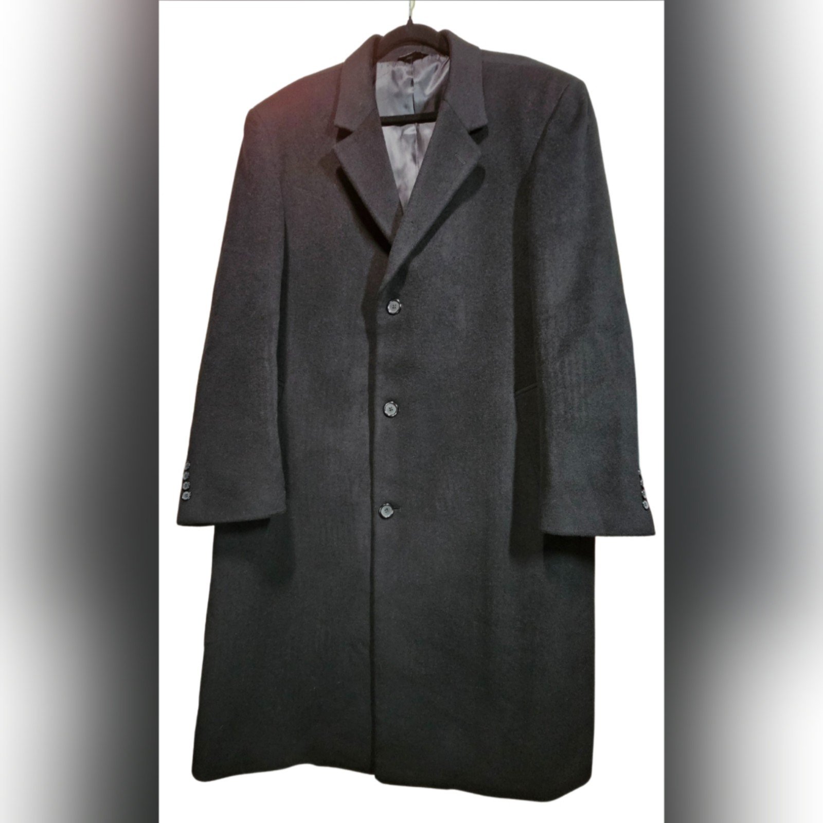 Chereskin Men's SIZE 46R Cashmere and Wool Trench Coat in Black