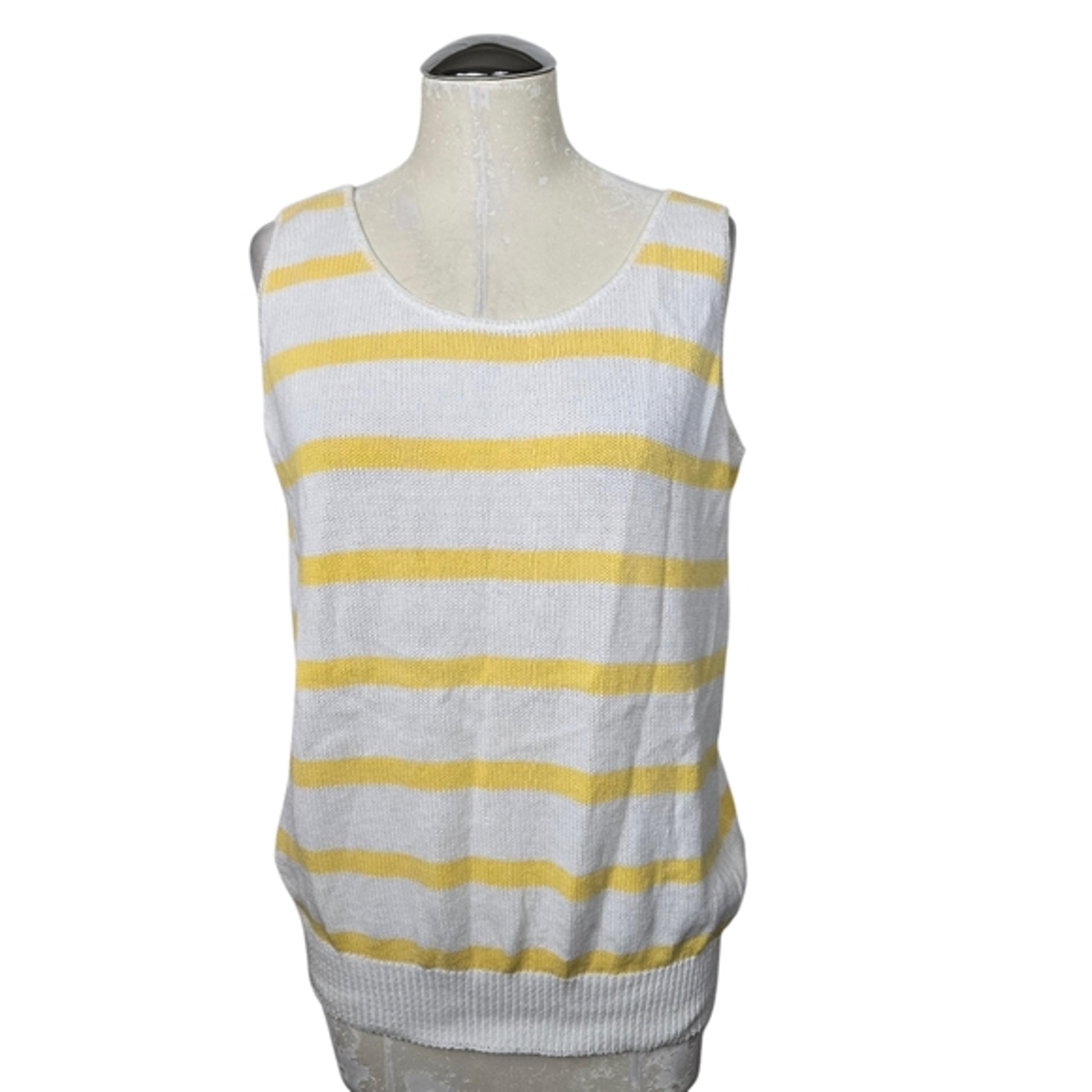 Regatta Sport Yellow White Striped Sleeveless Knit Top L