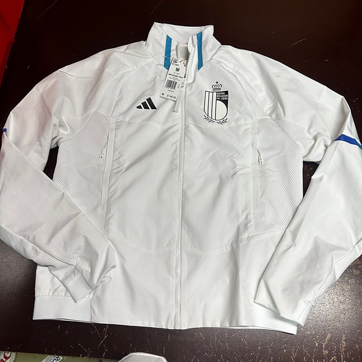 Adidas Mens White Belgium Game Day Anthem Full Zip Soccer Jacket Size Medium