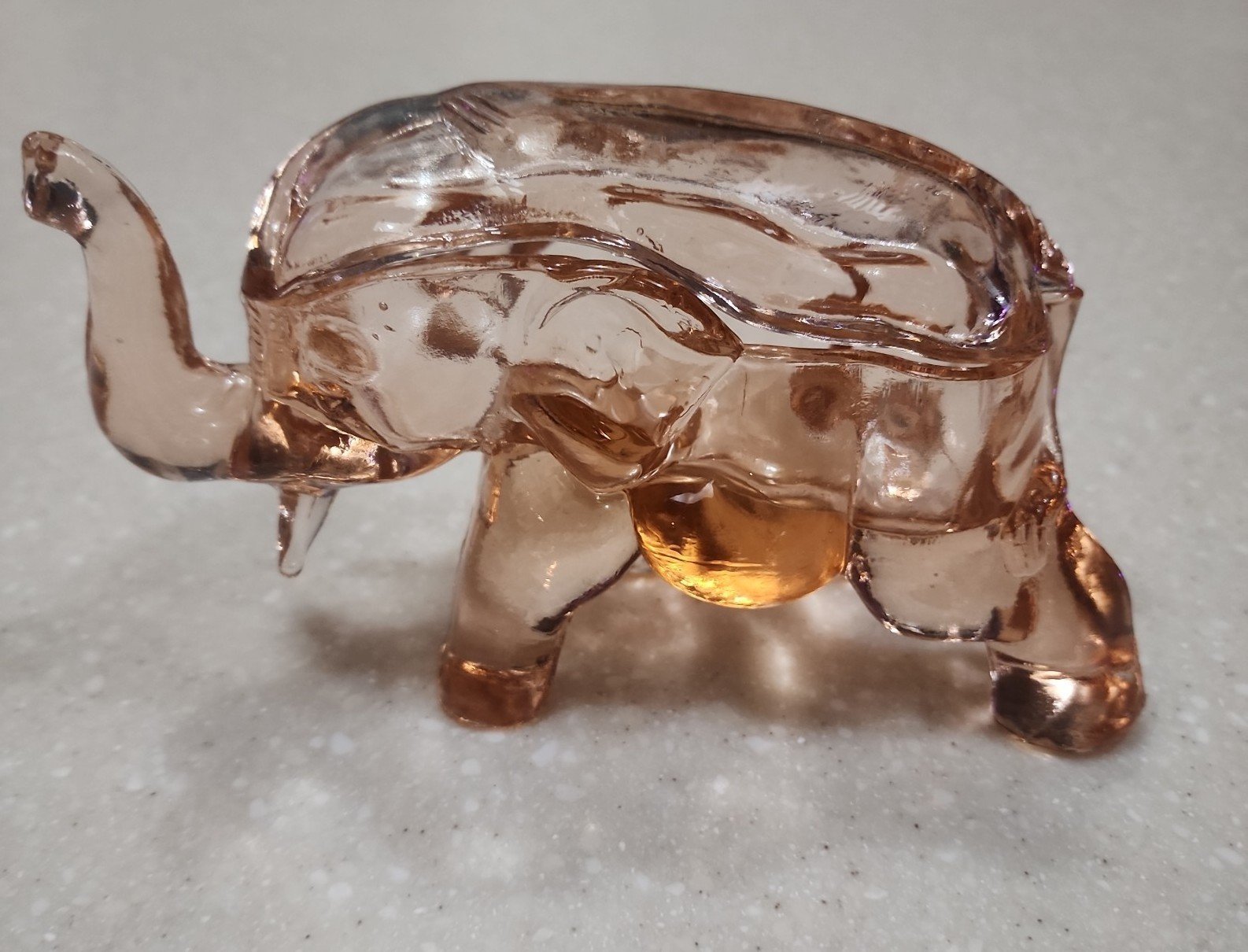 Depression Glass Co-Operative Flint Pink Elephant Trinket Powder Jar #A3