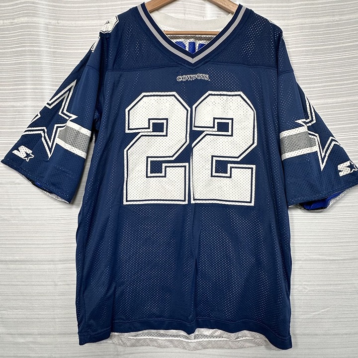 90's Vintage Starter NFL Dallas Cowboys 22 Emmitt Smith Reversible Jersey Size 5