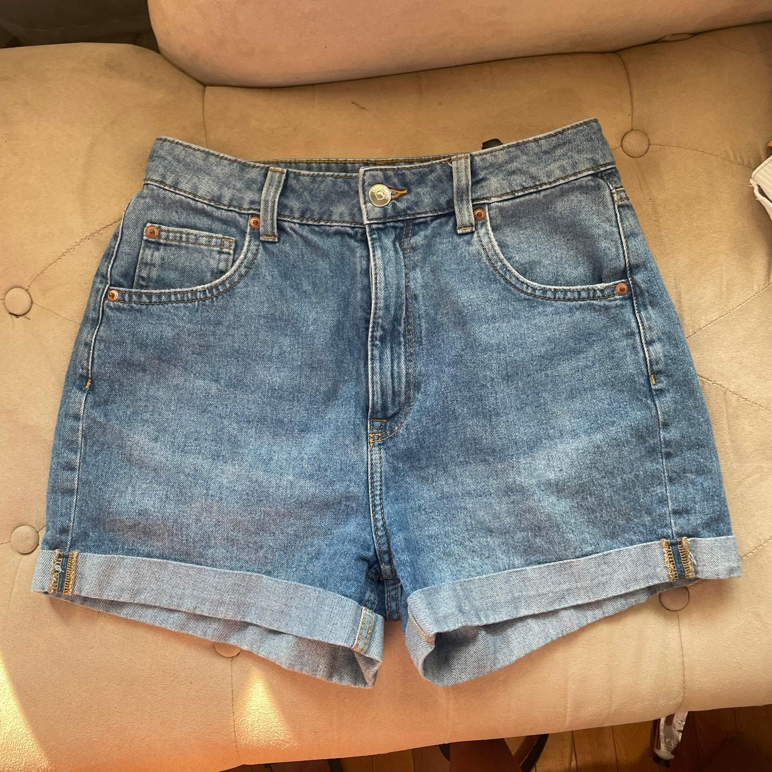 H&M Divided Women's 4 High Waisted Cuffed Denim Jean Shorts