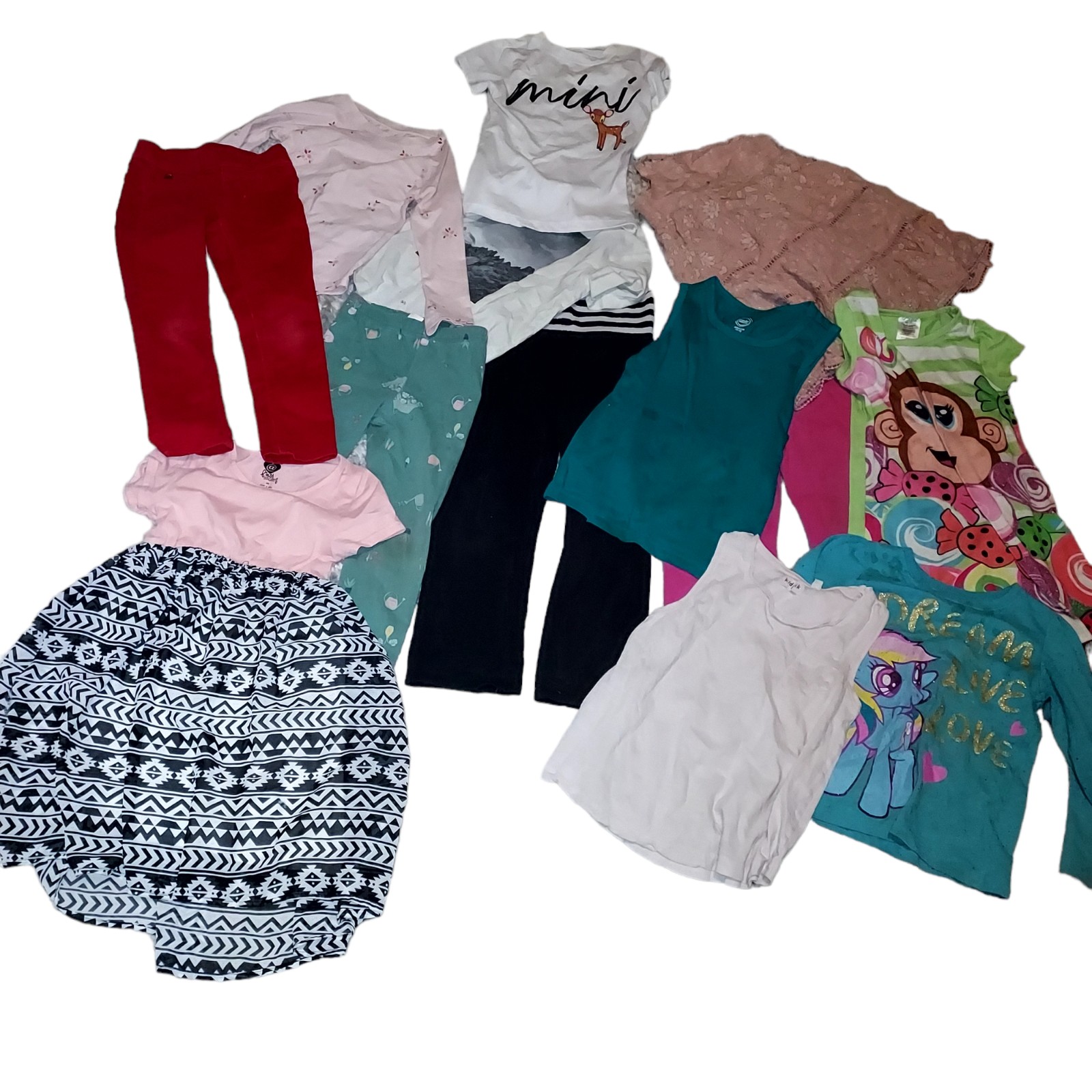 Toddler Little Girl Clothes Lot XS 4/5 Mixed Lots All Seasons. 4 pants, 2 dresse