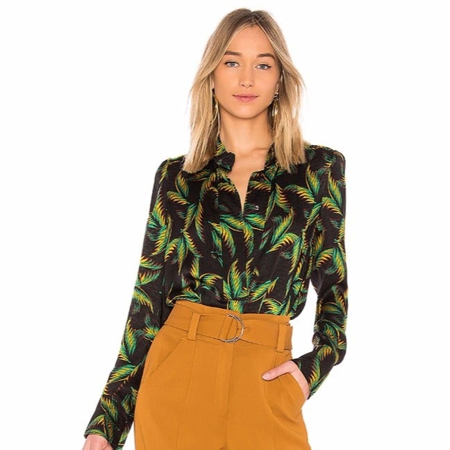 A.L.C Gosford Silk Palm Leaf Blouse