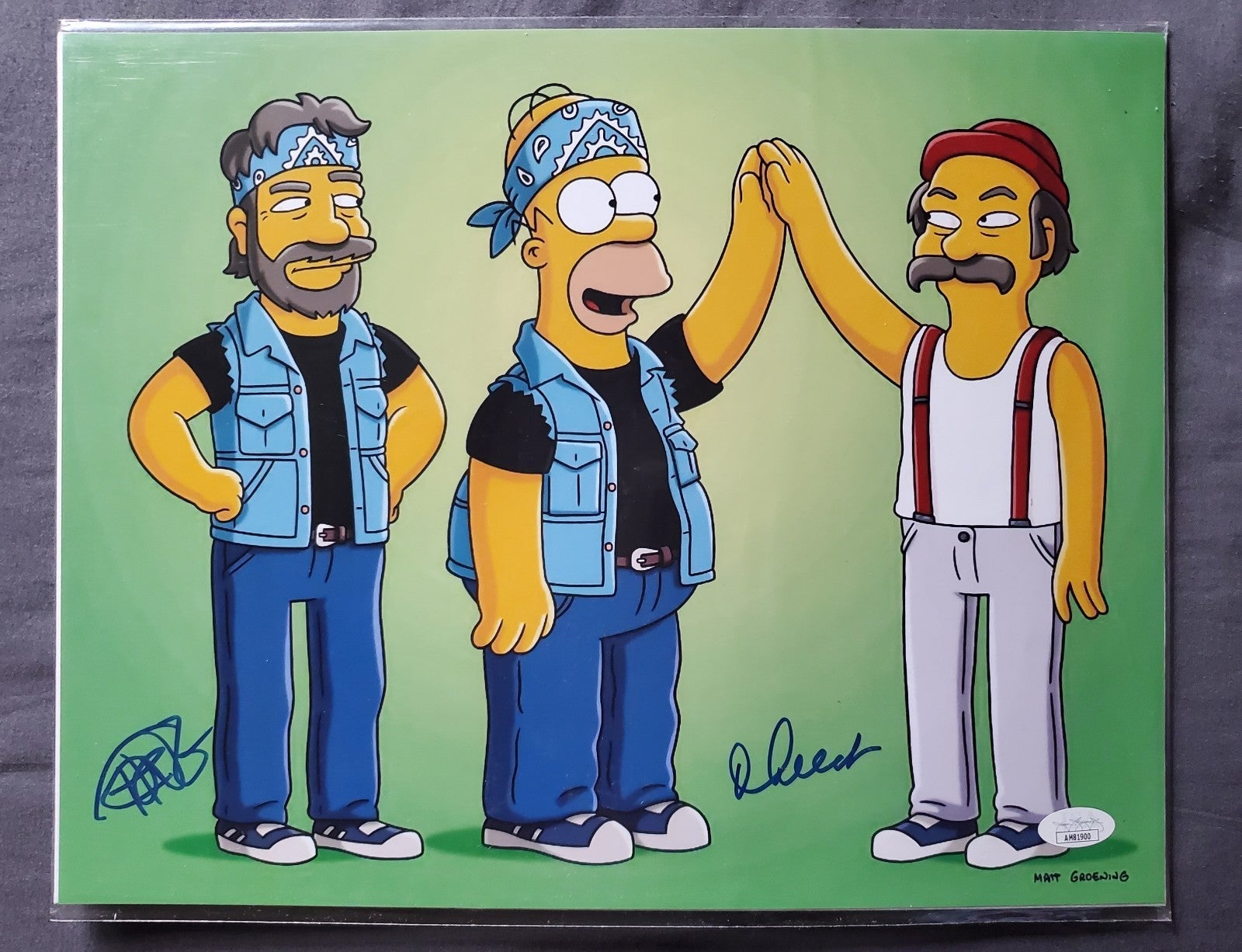 Cheech and Chong Signed Simpsons 11x14 Photo - JSA COA