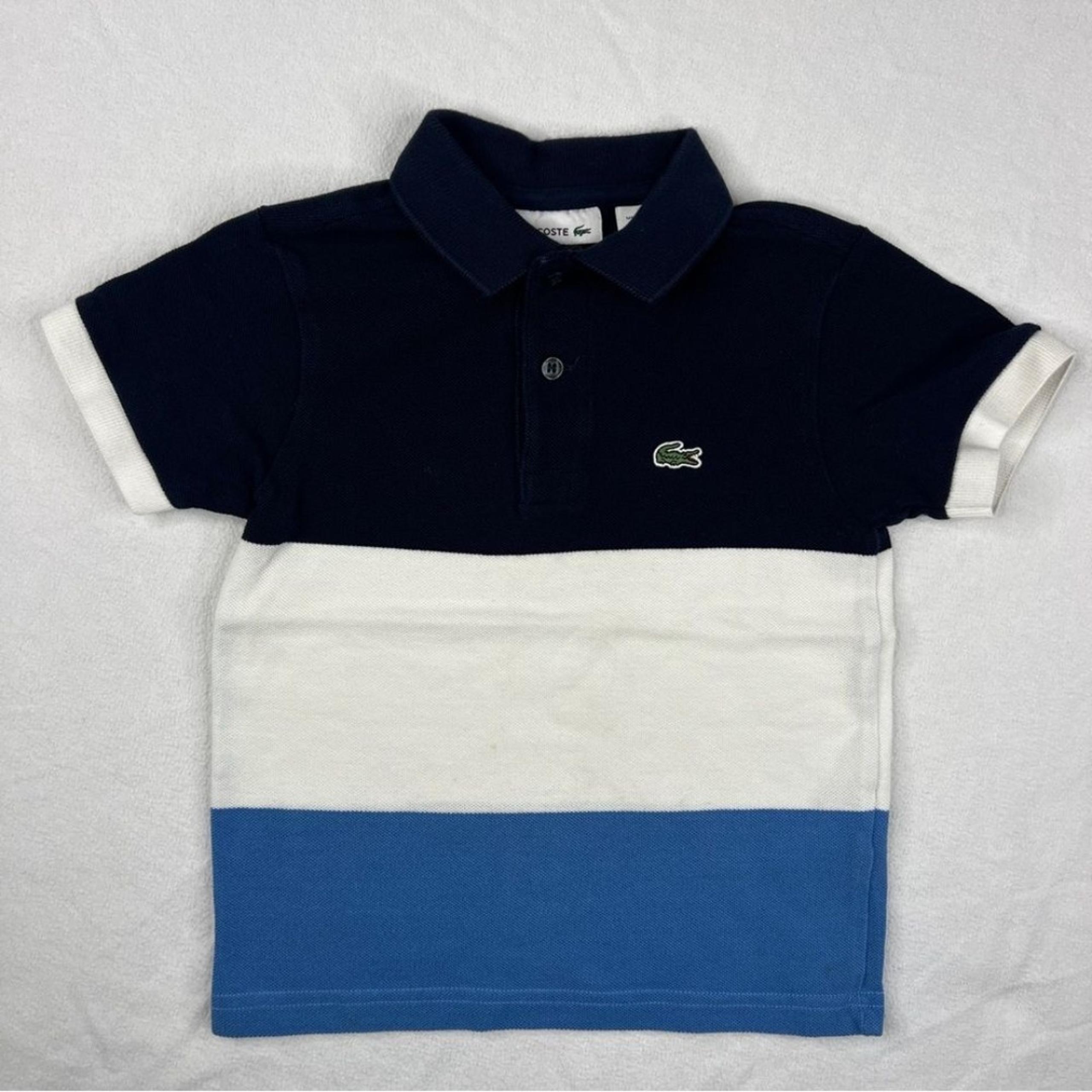 Lacoste Toddler Multicolored Colourblocked Polo Collar T-shirt Size 4 Blue/White