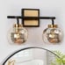 Black Gold 2 Light Bathroom Mercury Glass Vanity Light