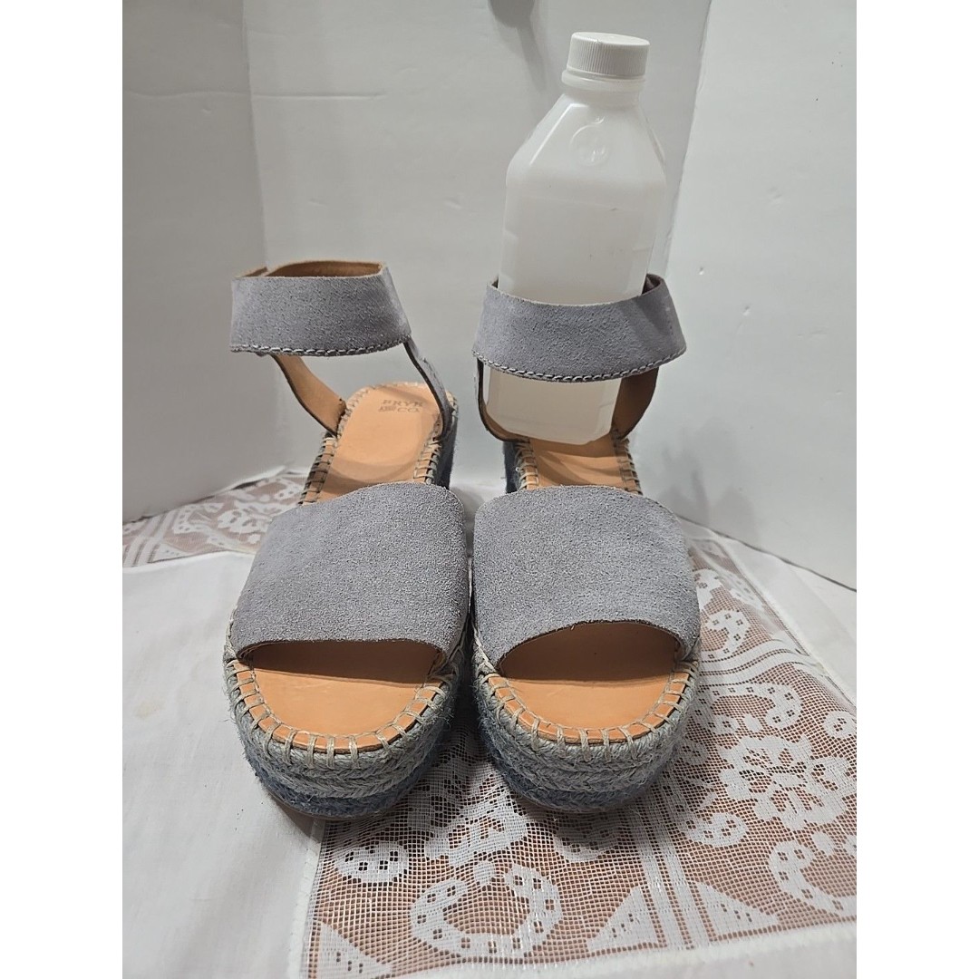 Frye & Co. Amber Blue Espadrille Wedges Suede Strap Sandals Size 7.5 Women's