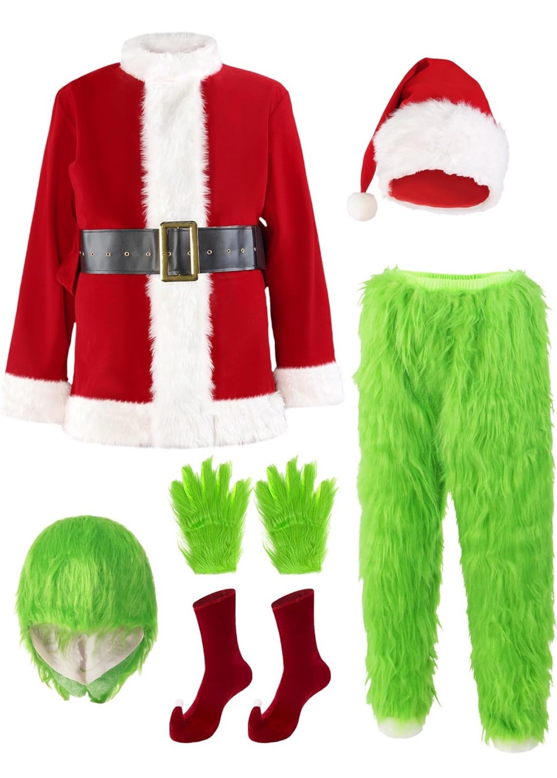 Christmas Costume for Men Adult Santa Claus Suit 7PCS large/xl