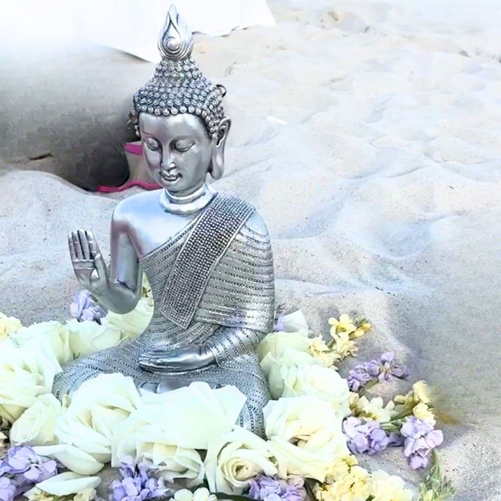 Altar Meditating Buddha Statue in Stunning Silver Resin, Serene Zen Home Decor P