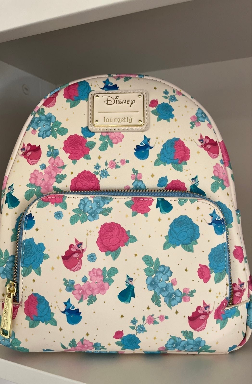 sleeping beauty Loungefly floral pink and blue