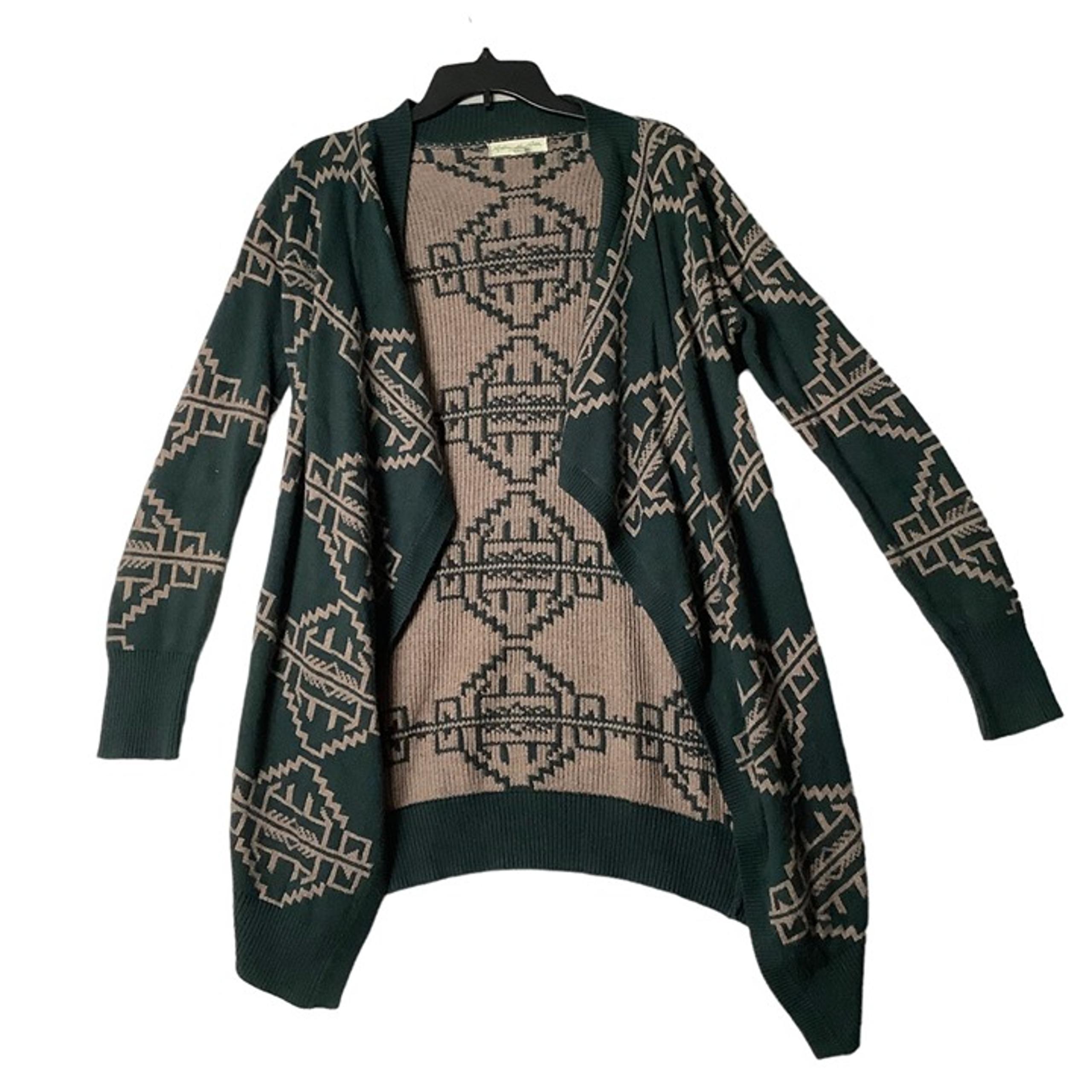 Staring At Stars Open Front Cardigan Sweater Women Medium Waterfall Knit Aztec