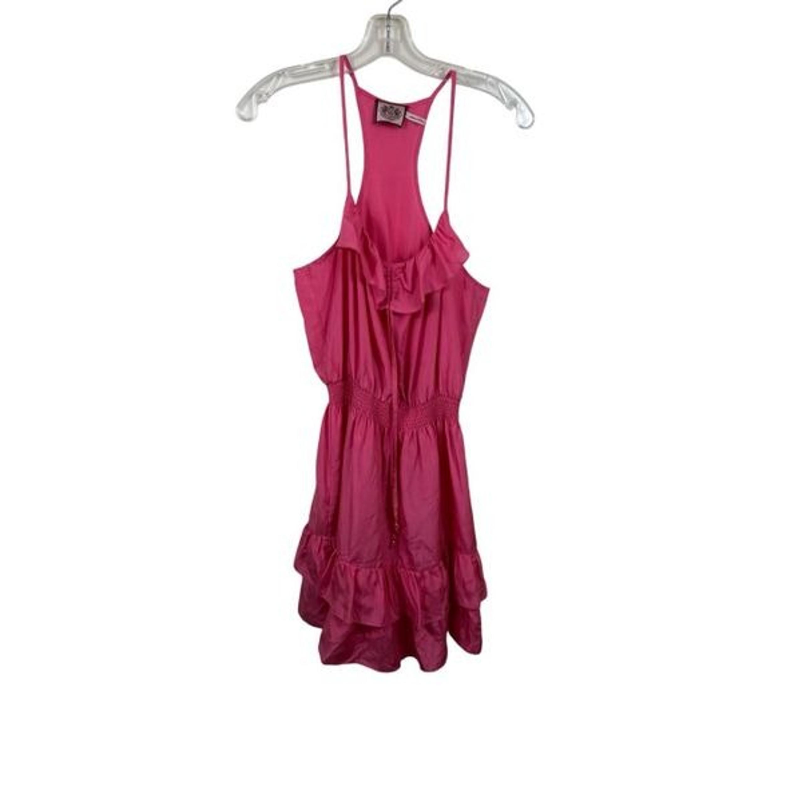 Juicy Couture Women's Pink Ruffled Scoop Neck Sleeveless Mini Dress Size Small