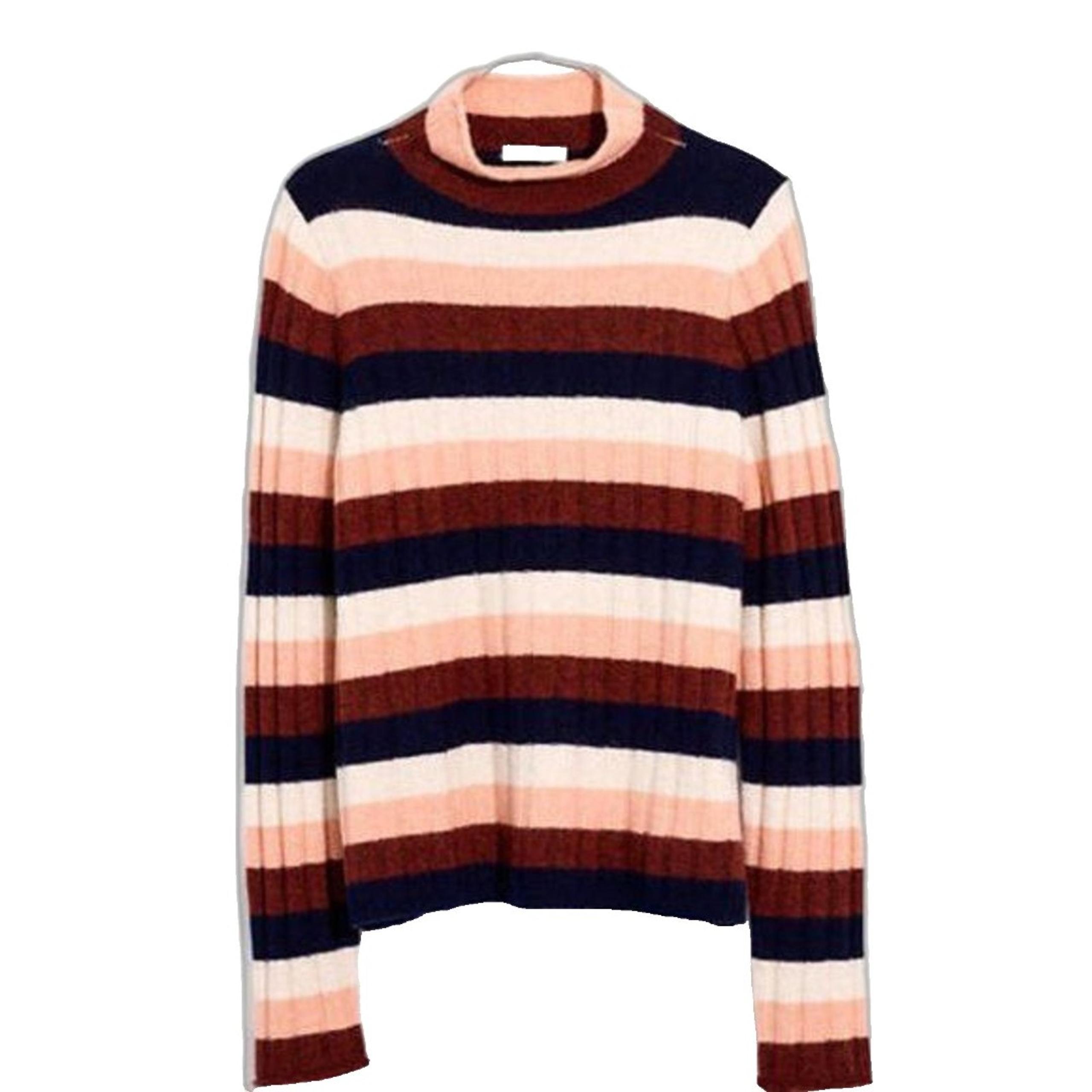 NWT Madewell Striped Evercrest Mock Neck Alpaca Wool Nylon Blend Cozy Sweater S