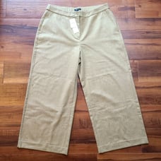 Eileen Fisher Pants Womens L Tan Beige Soft Wool Honey Ankle Elastic Waist NWT