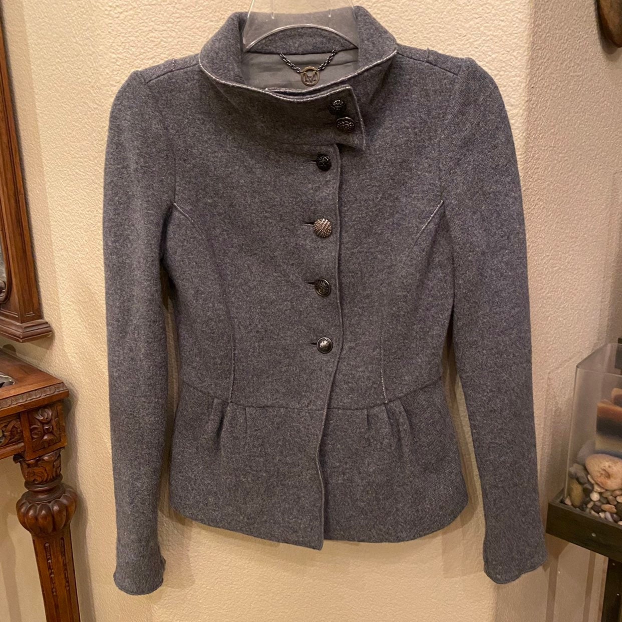 MARELLA SPORT Gray Wool Blend Embellished Buttons Jacket Size Small