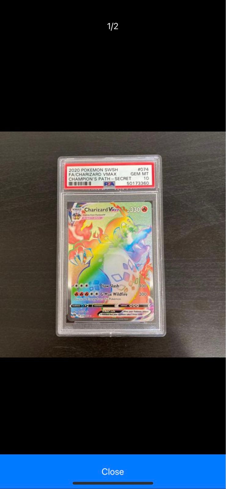 Pokemon Charizard #74 Vmax Secret PSA 10