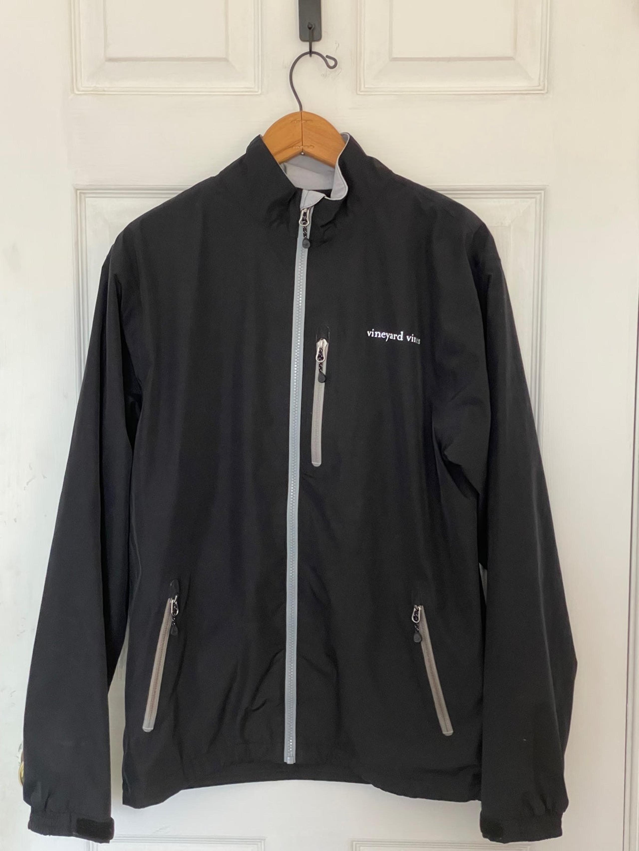 Full Zip Lightweight Windbreaker Mens Small Black 3 Pocket 100125 - vineyard vines