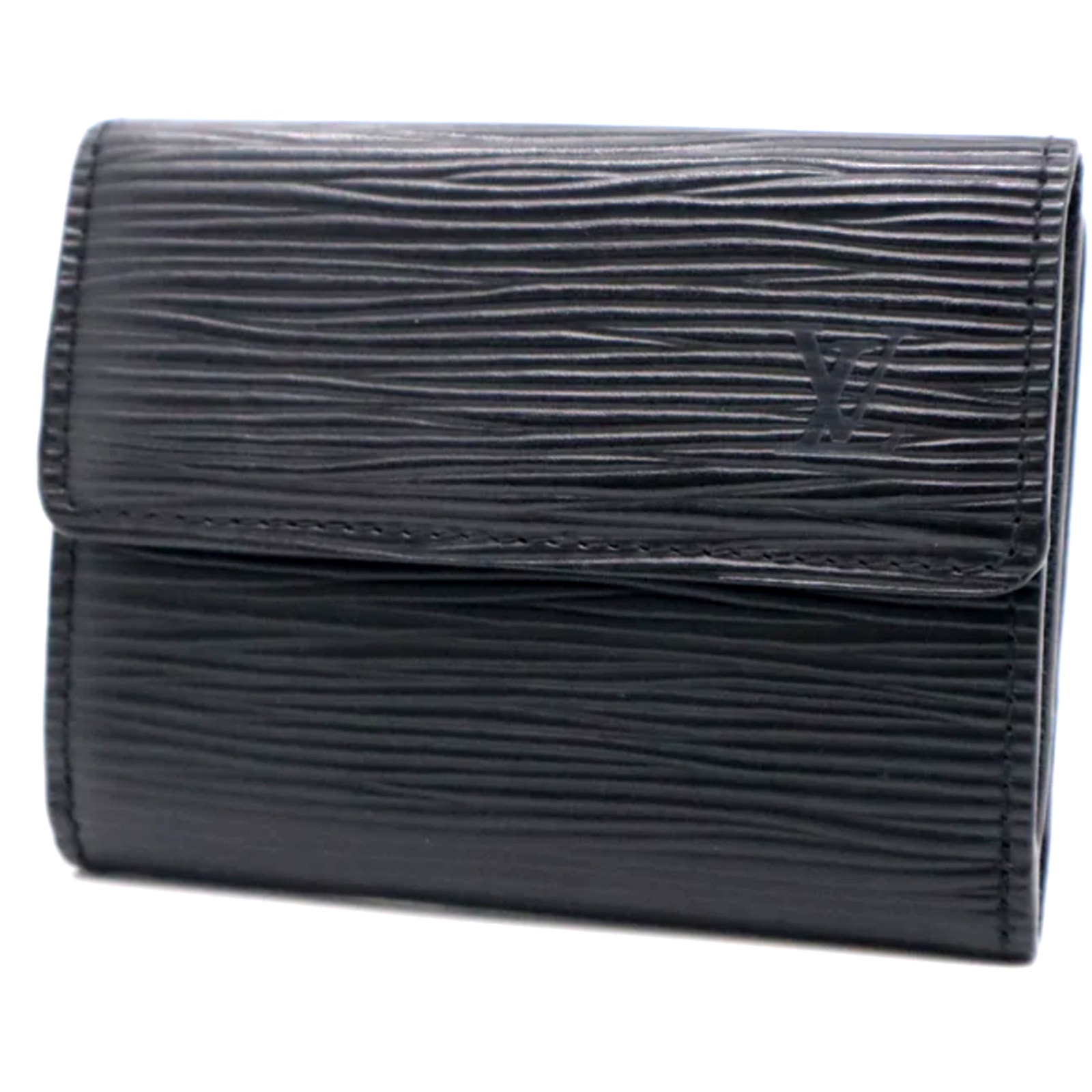 Louis Vuitton Ludlow Compact Epi Leather Coin Purse Card Wallet Black Authentic