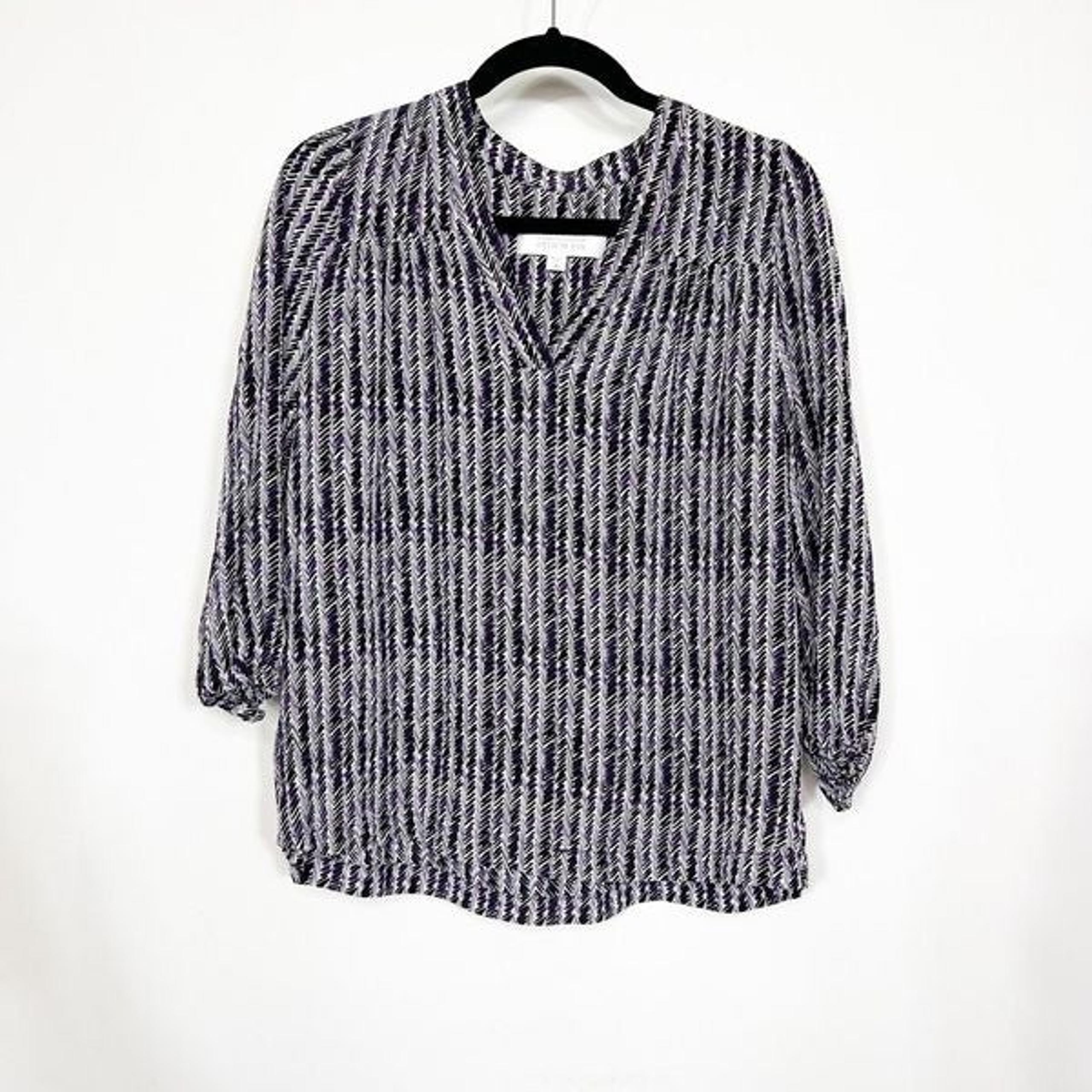 Amour Vert Top Women's Stripe Stitch Fix Silk Blouse Multicolor Medium