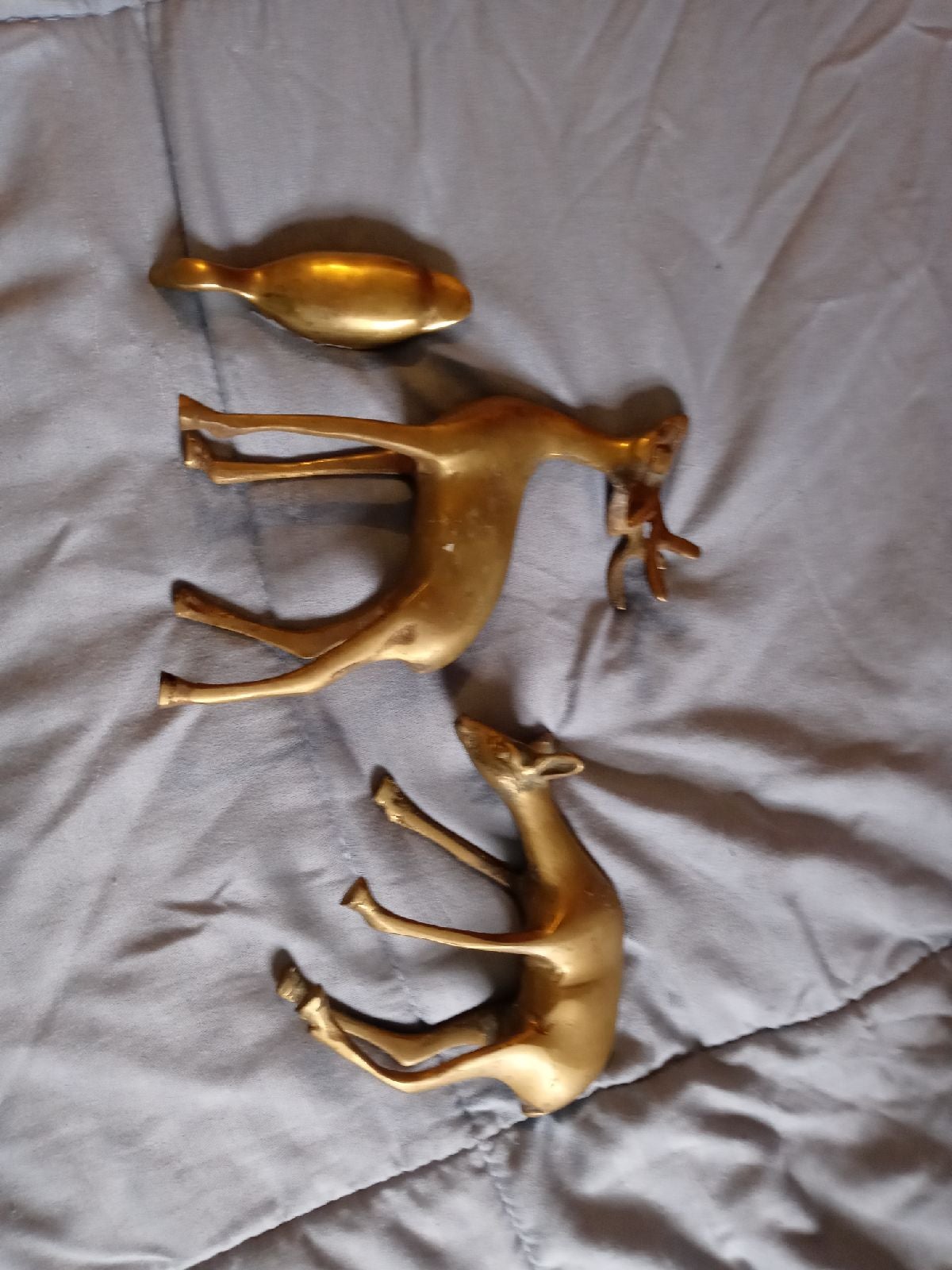 Solid brass deer and duck