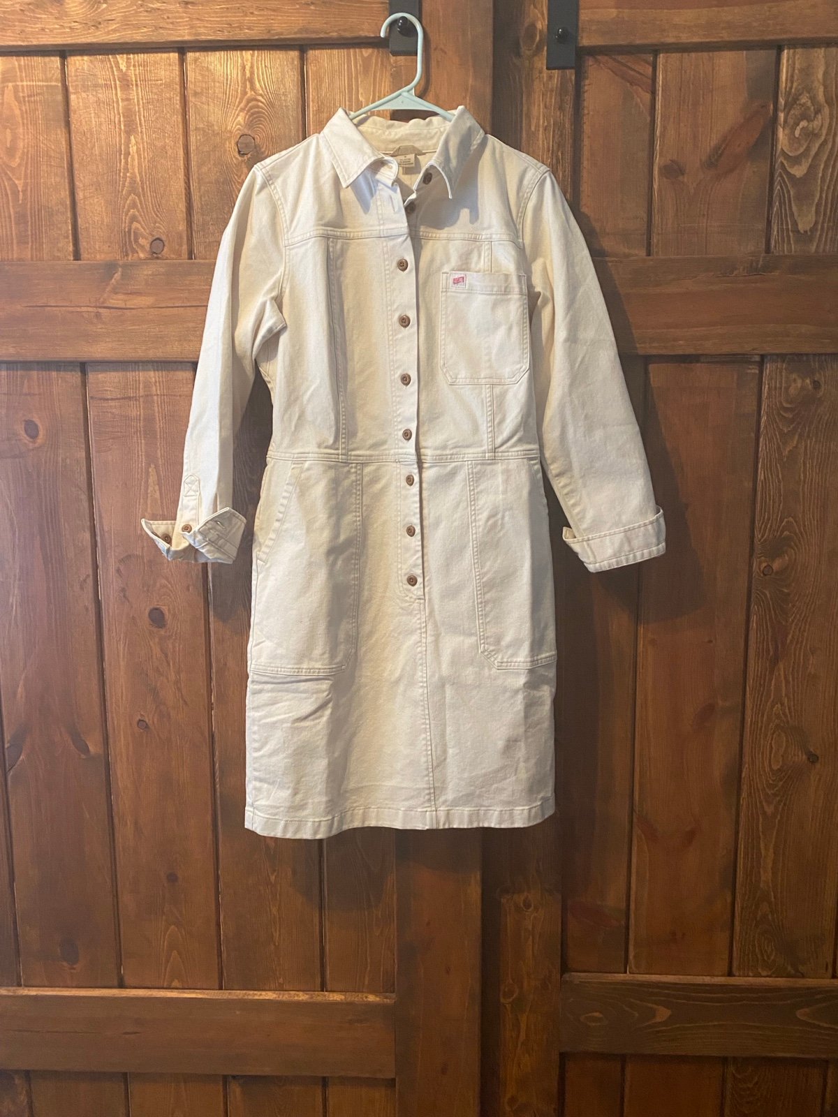 Duluth Trading Co Cream Shirt Dress