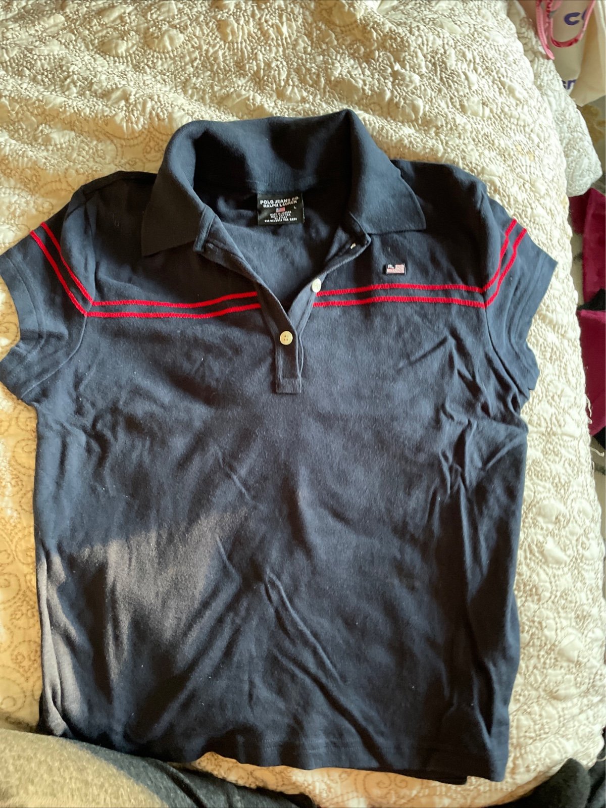 Polo Ralph Lauren jeans navy button front shirt size large