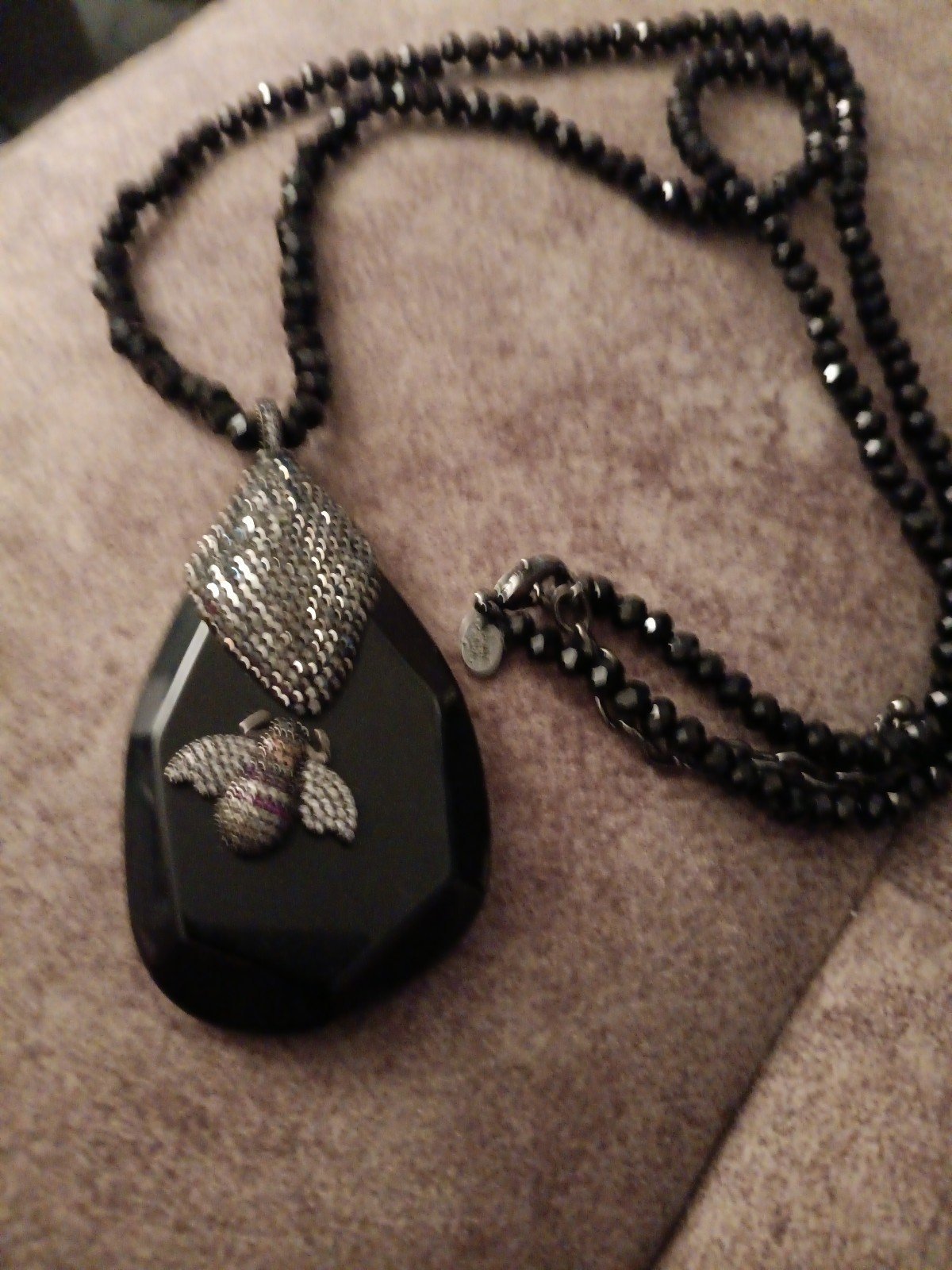 Joan Rivers Black bee Statement Necklace Signed