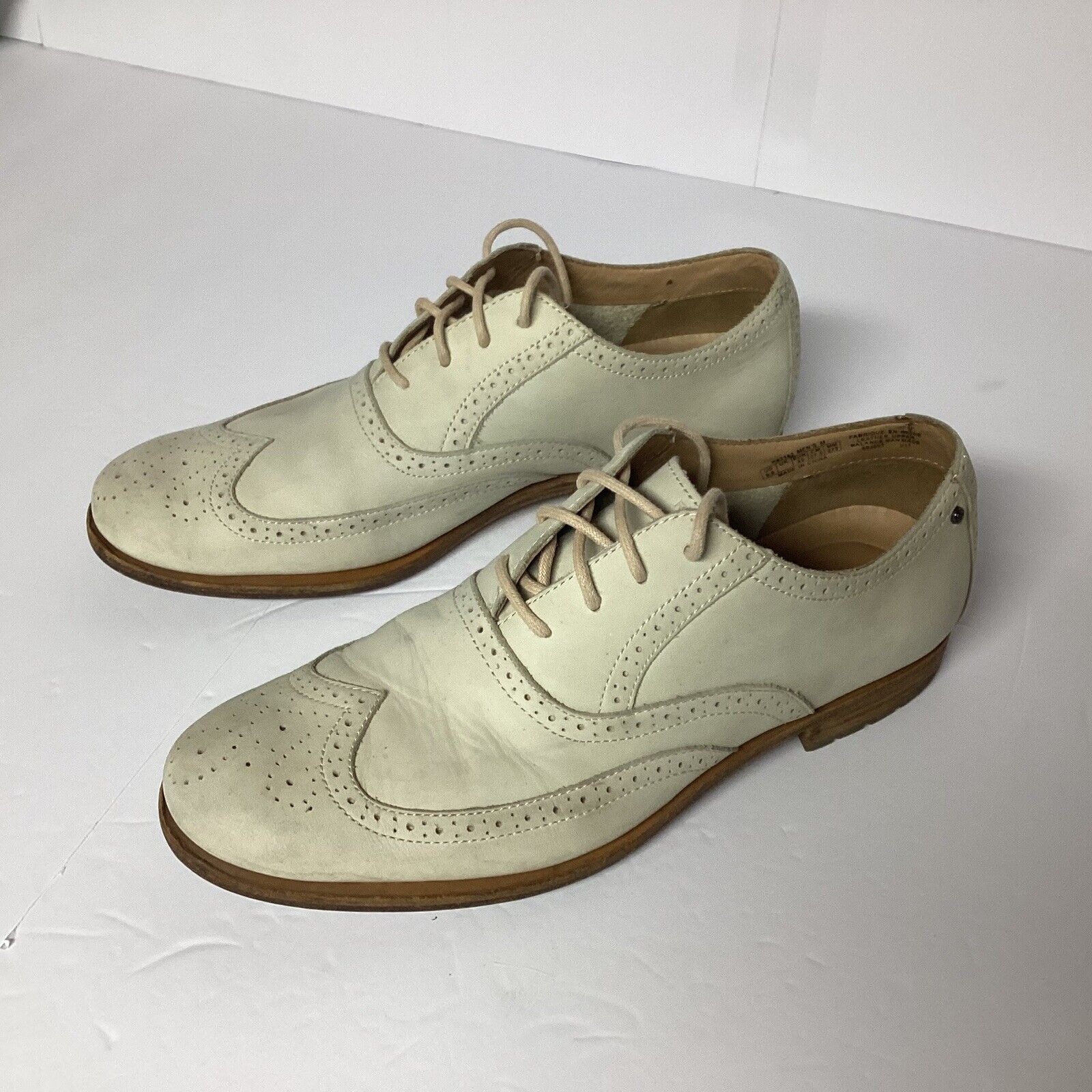 Rockport adiPRENE By Adidas Men's 9.5M Ivory Leather Wingtip Oxford Dress Shoes