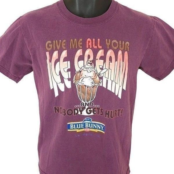 Blue Bunny Ice Cream T Shirt Mens Size Small Vintage Y2K Snack Tee Dessert
