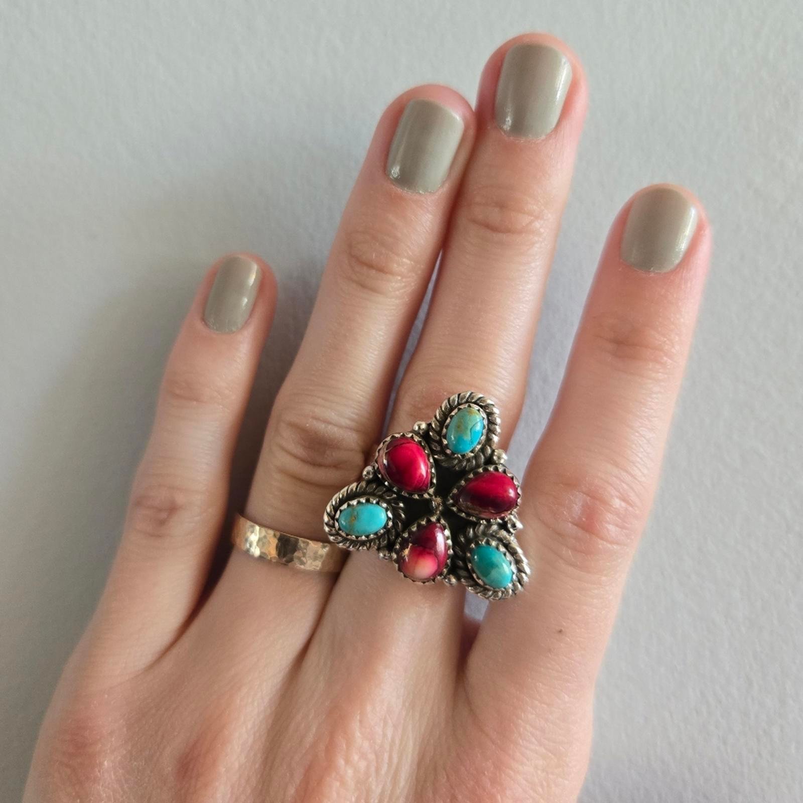 Turquoise Sterling Silver Cluster Ring