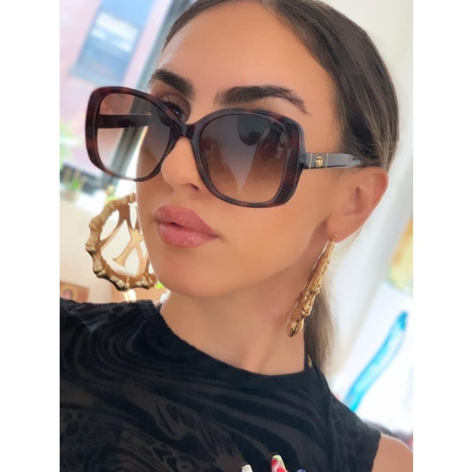 NEW Gucci GG0762S Brown Butterfly Sunglasses Marmont Logo