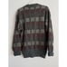 Vintage Neiman Marcus Brown Maroon Gray Color Block Wool V-Neck Sweater Size L